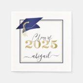 Elegant Navy Blue Gold 2022 Graduation Cap Script Servet (Voorkant)