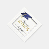 Elegant Navy Blue Gold 2022 Graduation Cap Script Servet (Hoek)