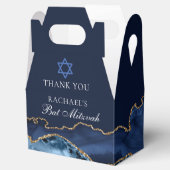 Elegant Navy Blue Gold Agate Bat Mitzvah Bedankdoosjes (Geopend)