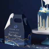 Elegant Navy Blue Gold Agate Bat Mitzvah Bedankdoosjes
