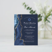 Elegant Navy Blue Gold Agate Bat Mitzvah Briefkaart (Staand voorkant)
