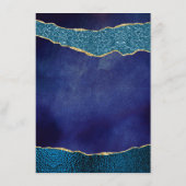 Elegant Navy Blue & Gold Agate Wedding Advieskaart (Achterkant)