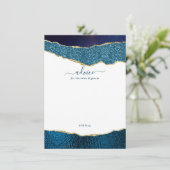 Elegant Navy Blue & Gold Agate Wedding Advieskaart (Staand voorkant)