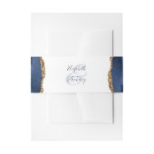 Elegant Navy Blue Gold Agate Wedding Uitnodigingen Wikkel (Voorkant Voorbeeld)