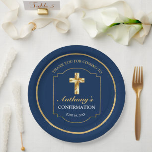 Elegant Navy Blue Gold Boys Bevestiging Ontvangst Papieren Bordje