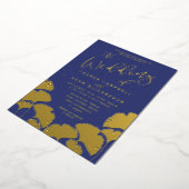 Elegant Navy Blue Gold Calligraphy Wedding Folie Uitnodiging (Gedraaid)