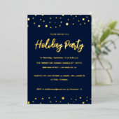 Elegant Navy Blue Gold Holiday Party Confetti chic Folie Feestdagenkaart (Staand Voorkant)