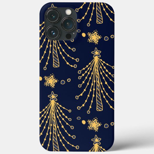 Elegant Navy Blue Gold-kerstboomster Case-Mate iPhone Case (Achterkant)