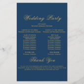 Elegant Navy Blue Gold Lijst Wedding Program Kaart (Achterkant)