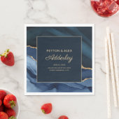 Elegant Navy Blue Gold Marble Agate Wedding Servet (Insitu)