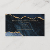 Elegant Navy Blue Gold Marble Hair Makeup Visitekaartje (Achterkant)