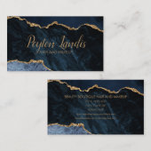Elegant Navy Blue Gold Marble Hair Makeup Visitekaartje (Voorkant / Achterkant)