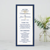 Elegant Navy Blue Gold Palm Tree Modern Weddenscha Programma (Staand voorkant)