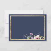 Elegant navy blue gold pink floral Save The Date (Dos)