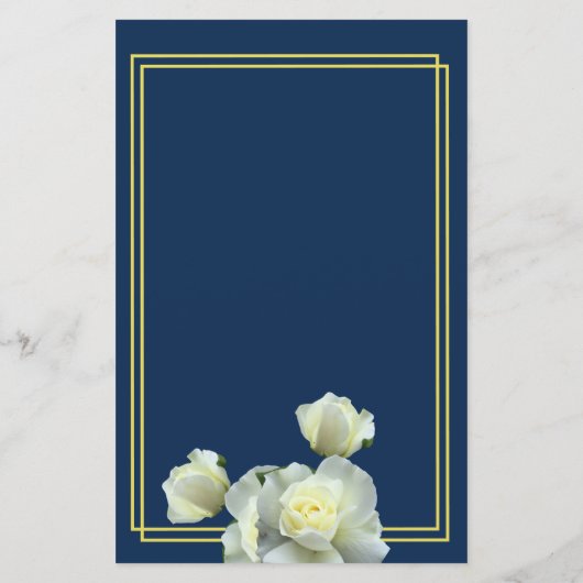 Elegant Navy Blue Gold Script Menu Dbl Frame Card (Dos)