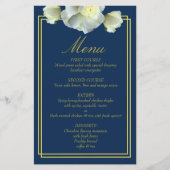 Elegant Navy Blue Gold Script Menu Dbl Frame Card (Devant)