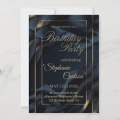 Elegant Navy Blue & Gold Wedding Invitation (Devant)