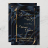 Elegant Navy Blue & Gold Wedding Invitation (Devant / Derrière)