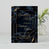 Elegant Navy Blue & Gold Wedding Invitation (Debout devant)