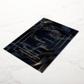 Elegant Navy Blue & Gold Wedding Invitation (Rotation)