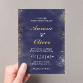 Elegant Navy Blue & Gold Wedding Invitation (In situ (ordinateur de poche))