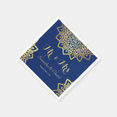 Elegant Navy Blue Gold Wedding Servet (Hoek)