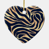 Elegant Navy Blue Gold Zebra Print Keramisch Ornament (Achterkant)
