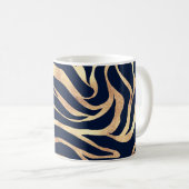 Elegant Navy Blue Gold Zebra Print Koffiemok (Voorkant rechts)