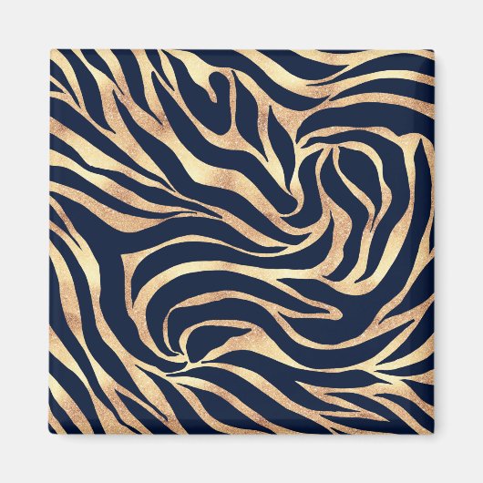 Elegant Navy Blue Gold Zebra Print Magneet (Voorkant)