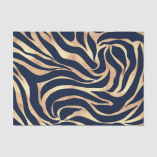 Elegant Navy Blue Gold Zebra Print Tissuepapier