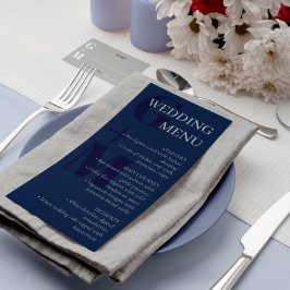 Elegant Navy Blue Gray Typography Wedding Menu