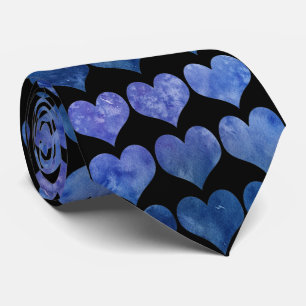Elegant Navy Blue Heart Pattern Stropdas