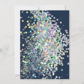 ELEGANT NAVY BLUE HOLOGRAPHIC PASTEL WEDING KAART (Achterkant)