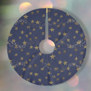 Elegant Navy Blue in Gold Snowflake kerststerren Kerstboom Rok
