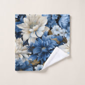 Elegant Navy Blue Ivory Gold Floral Bath Towel (Gant de toilette)