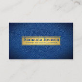 Elegant Navy Blue Leather Gold Label Professional  (Voorkant)