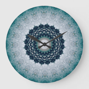 Elegant Navy Blue Mandala Grote Klok