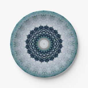 Elegant Navy Blue Mandala Papieren Bordje