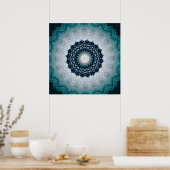 Elegant Navy Blue Mandala Poster (Keuken)