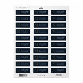 Elegant Navy Blue Metallic Gold Monogram Address Etiket (Full Sheet)