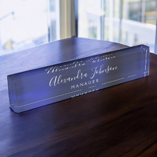 Elegant Navy Blue Metallic Professional Business Naambordje