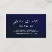 Elegant Navy Blue Metallic Professional Visitekaartje (Achterkant)