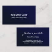 Elegant Navy Blue Metallic Professional Visitekaartje (Voorkant / Achterkant)