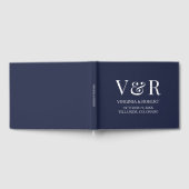 Elegant Navy Blue | Minimale bruiloft Gastenboek (Volledig)