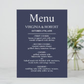 Elegant Navy Blue | Minimale bruiloft Programma (Staand voorkant)