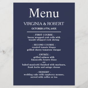 Elegant Navy Blue Minimale bruiloft Programma
