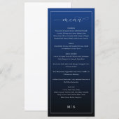 Elegant Navy Blue Minimalist Wedding Menu (Voorkant / Achterkant)
