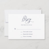 Elegant Navy Blue Minimalist Wedding RSVP Kaart (Voorkant)