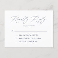 Elegant Navy Blue Modern Minimal Wedding RSVP