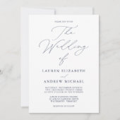 Elegant Navy Blue Modern Minimalist Wedding Kaart (Voorkant)